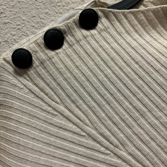 Rag & Bone Reanna Draped  Asymmetrical Ribbed Wool Poncho Sweater Size XS Ivory - Picture 7 of 9